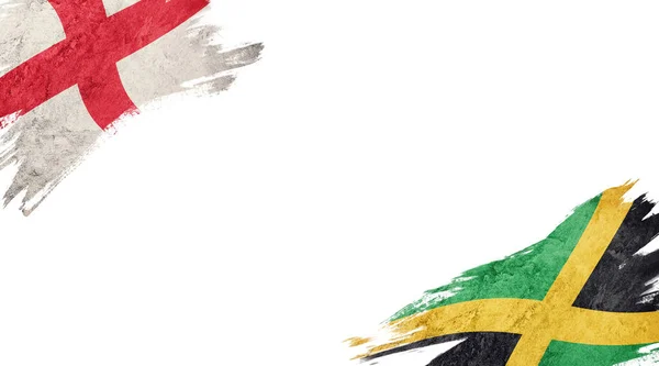 Ngiltere Jamaika Bayrakları Beyaz Sırtüstü — Stok fotoğraf