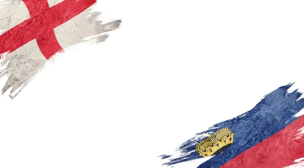 Vlajky Anglie Lichtenštejnska Bílém Pozadí — Stock fotografie