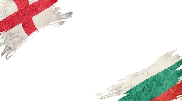 Bandiere Inghilterra Bulgaria Sfondo Bianco — Foto Stock