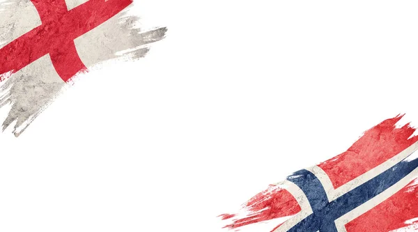 Bandeiras Inglaterra Noruega Backgroun Branco — Fotografia de Stock
