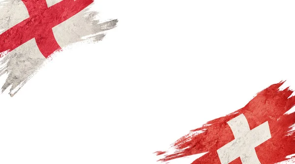 Флаги Англии Швейцарии Белой Спине — стоковое фото