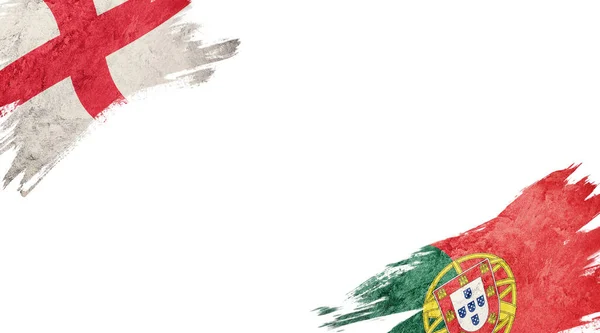 Σημαίες Της Αγγλίας Και Της Πορτογαλίας Λευκό Φόντο — Φωτογραφία Αρχείου