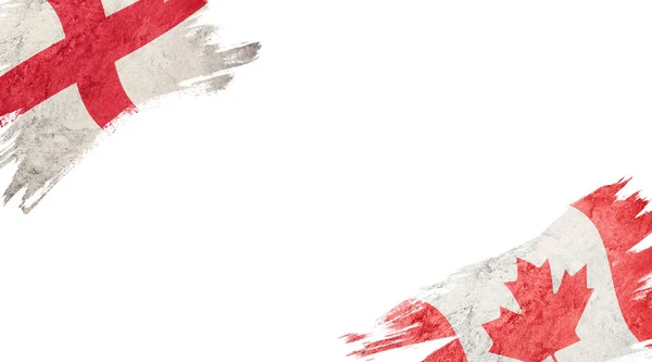 Vlaggen Van Engeland Canada Witte Achtergrond — Stockfoto