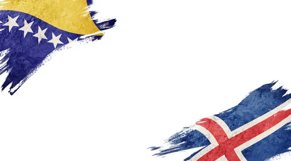 Прапори Боснії Ісландії Білому Тлі — стокове фото