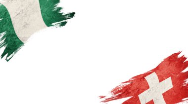 Nijerya ve İsviçre bayrakları beyaz sırtüstü