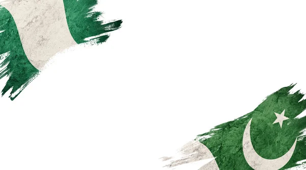Beyaz Sırt Grubunda Nijerya Pakistan Bayrakları — Stok fotoğraf