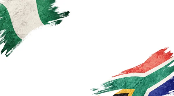 尼日利亚和南非在白人背景上的旗帜N — 图库照片