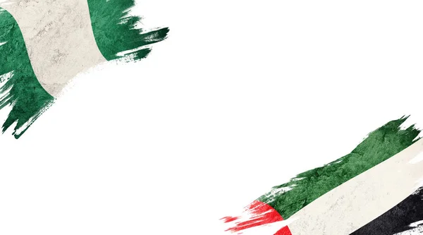 Flaggen Nigerias Und Der Vereinigten Arabischen Emirate Auf Weißem Hintergrund — Stockfoto