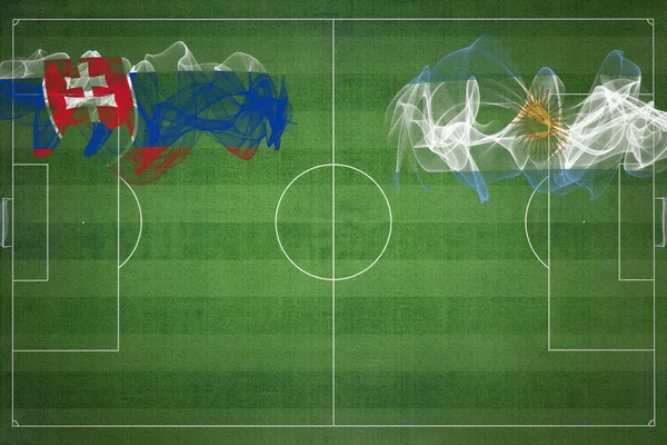 Szlovákia Argentína Soccer Match Nemzeti Színek Nemzeti Zászlók Focipálya Labdarúgó — Stock Fotó