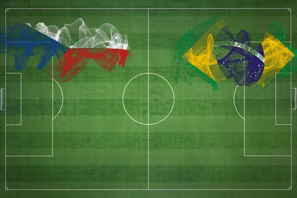 Tsjechië Brazilië Voetbal Match Nationale Kleuren Nationale Vlaggen Voetbalveld Voetbalwedstrijd — Stockfoto