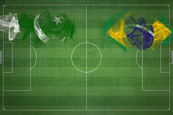 Paquistão Brasil Soccer Match Cores Nacionais Bandeiras Nacionais Campo Futebol — Fotografia de Stock