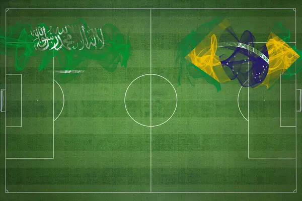 Saudi Arabia Brazil Soccer Match National Colors National Flags Soccer — Stock Photo, Image