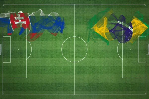 Slovakya Brezilya Karşı Futbol Maçı Ulusal Renkler Ulusal Bayraklar Futbol — Stok fotoğraf