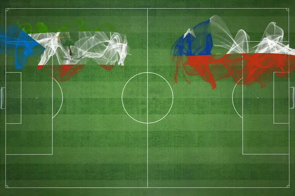 Экваториальная Гвинея Чили Футбольный Матч Национальные Цвета Национальные Флаги Футбольное — стоковое фото