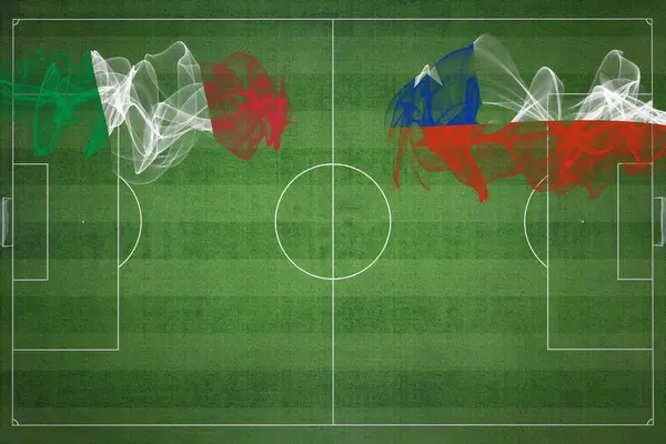 Италия Чили Футбольный Матч Национальные Цвета Национальные Флаги Футбольное Поле — стоковое фото