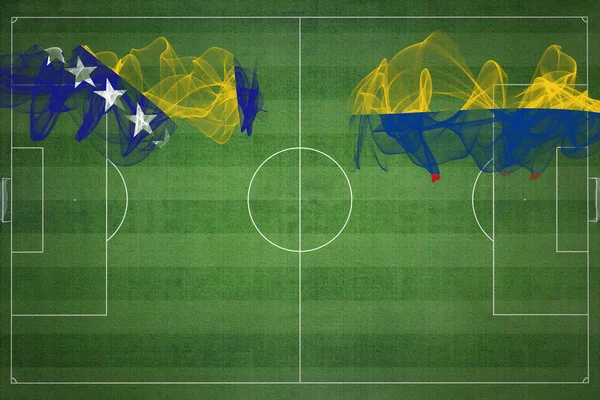 Bosnia Herzegovina Colombia Fútbol Partido Colores Nacionales Banderas Nacionales Campo —  Fotos de Stock