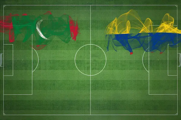 Malediven Colombia Voetbal Match Nationale Kleuren Nationale Vlaggen Voetbalveld Voetbalwedstrijd — Stockfoto