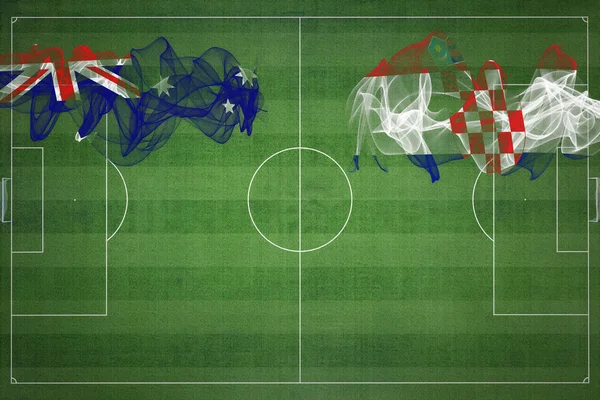 Austrálie Chorvatsko Soccer Match Národní Barvy Národní Vlajky Fotbalové Hřiště — Stock fotografie