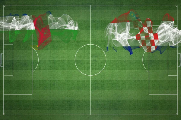 Středoafrická Republika Chorvatsko Soccer Match Národní Barvy Národní Vlajky Fotbalové — Stock fotografie