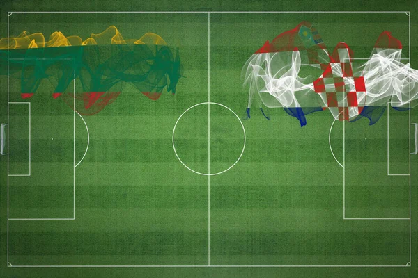 Litva Chorvatsko Soccer Match Národní Barvy Národní Vlajky Fotbalové Hřiště — Stock fotografie