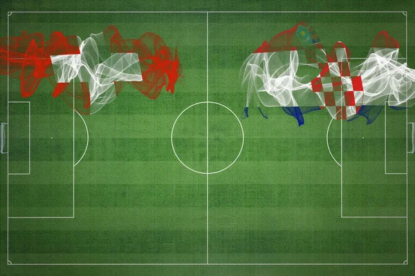 Schweiz Kroatien Fotboll Match Nationella Färger Nationella Flaggor Fotbollsplan Fotbollsmatch — Stockfoto