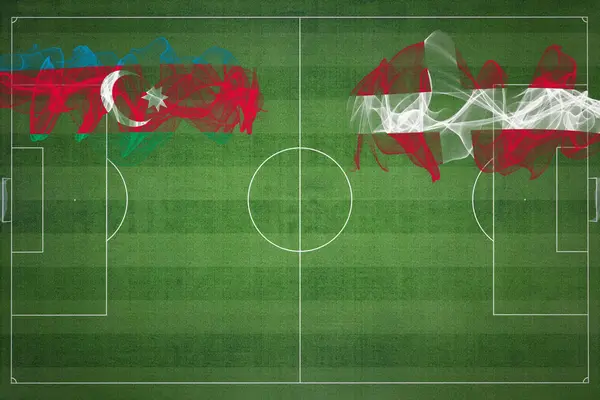 Азербайджан Дания Футбольный Матч Национальные Цвета Национальные Флаги Футбольное Поле — стоковое фото