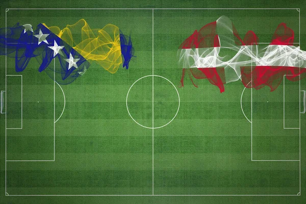 Bosnia Herzegovina Dinamarca Partido Fútbol Colores Nacionales Banderas Nacionales Campo —  Fotos de Stock