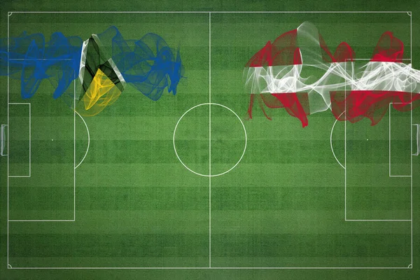 Santa Lúcia Dinamarca Soccer Match Cores Nacionais Bandeiras Nacionais Campo — Fotografia de Stock