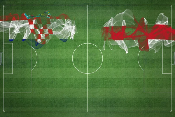 Croácia Inglaterra Soccer Match Cores Nacionais Bandeiras Nacionais Campo Futebol — Fotografia de Stock