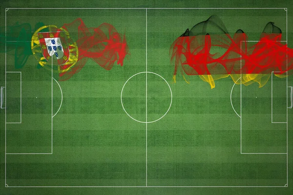Portugal Duitsland Voetbalwedstrijd Nationale Kleuren Nationale Vlaggen Voetbalveld Voetbalwedstrijd Competitie — Stockfoto