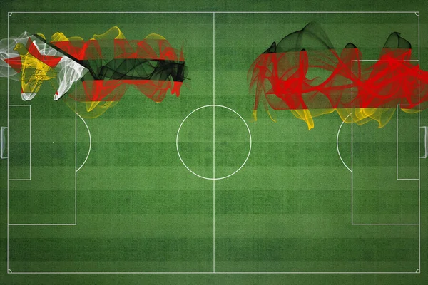 Zimbábue Alemanha Soccer Match Cores Nacionais Bandeiras Nacionais Campo Futebol — Fotografia de Stock