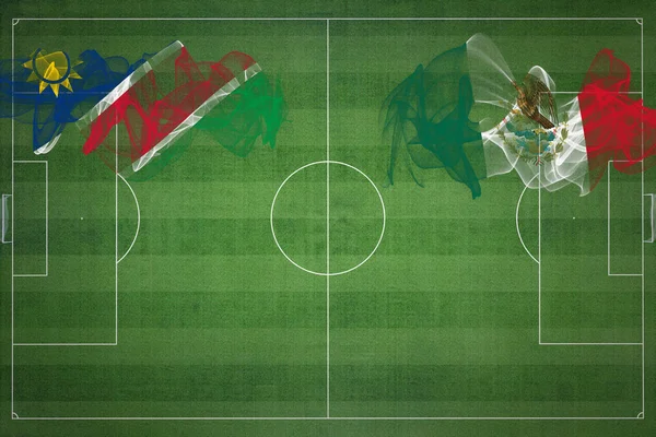 Namibia Meksiko Pertandingan Sepak Bola Warna Nasional Bendera Nasional Lapangan — Stok Foto