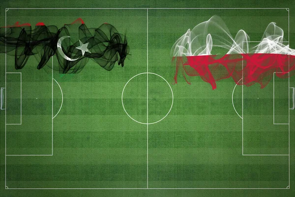 Libië Polen Voetbal Match Nationale Kleuren Nationale Vlaggen Voetbalveld Voetbalwedstrijd — Stockfoto