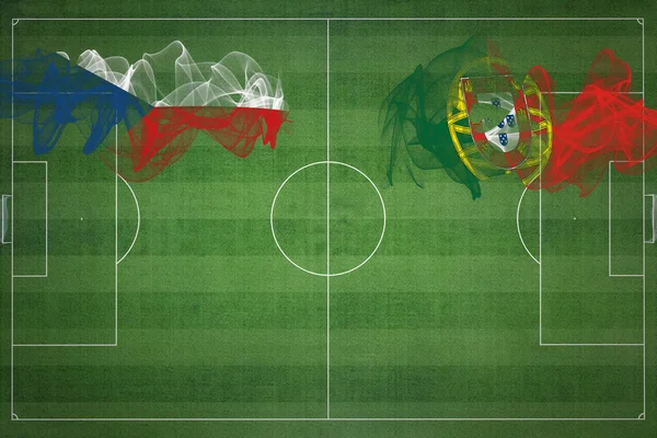 Česká Republika Portugalsko Soccer Match Národní Barvy Národní Vlajky Fotbalové — Stock fotografie