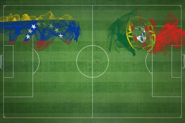 Матч Венесуэла Португалия Национальные Цвета Национальные Флаги Футбольное Поле Футбольный — стоковое фото