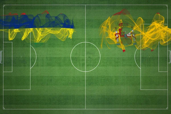 Maurício Espanha Soccer Match Cores Nacionais Bandeiras Nacionais Campo Futebol — Fotografia de Stock