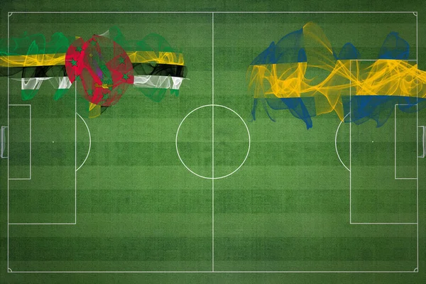 ドミニカVsスウェーデンサッカーマッチ 国の色 サッカー場 サッカーゲーム 競争の概念 コピースペース — ストック写真