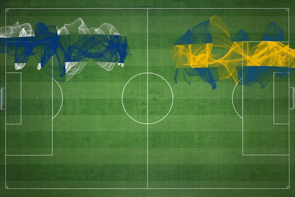 Finsko Švédsko Soccer Match Národní Barvy Národní Vlajky Fotbalové Hřiště — Stock fotografie