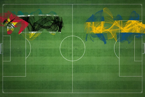 Moçambique Sverige Fotboll Match Nationella Färger Nationella Flaggor Fotbollsplan Fotbollsmatch — Stockfoto