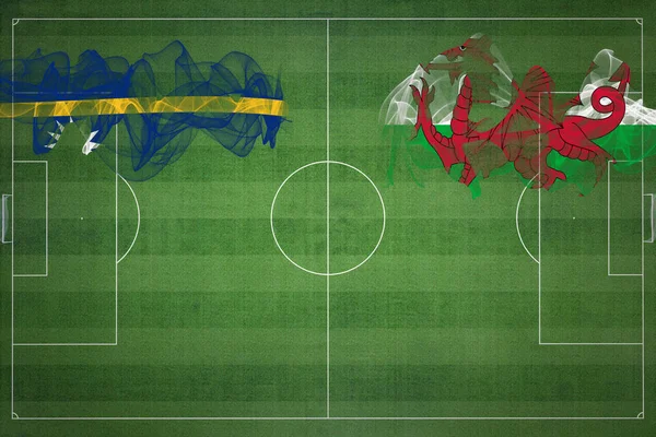 Nauru Wales Soccer Match Cores Nacionais Bandeiras Nacionais Campo Futebol — Fotografia de Stock