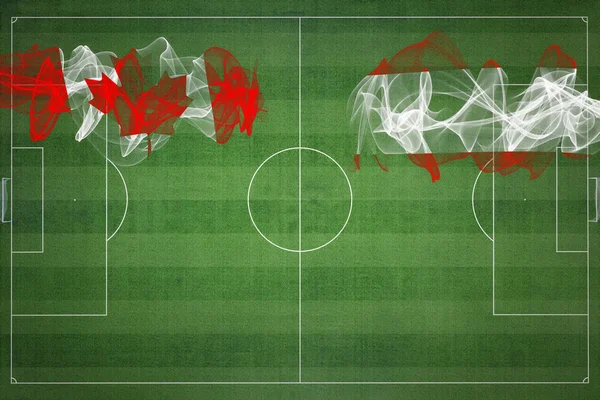 Canada Austria Soccer Match National Colors National Flags Soccer Field — Stockfoto