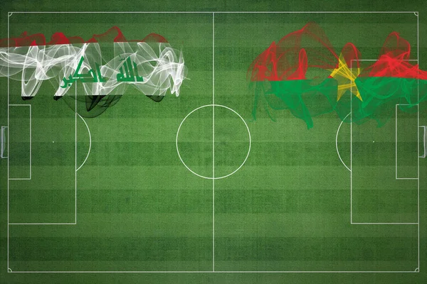 イラクVsブルキナファソサッカーマッチ 国の色 サッカー場 サッカーゲーム 競争の概念 コピースペース — ストック写真