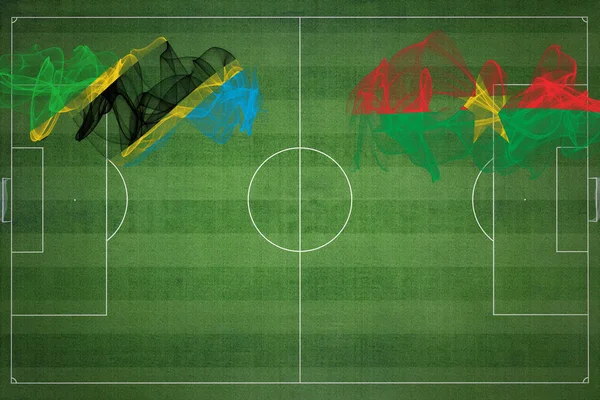 Tanzania Burkina Faso Partido Fútbol Colores Nacionales Banderas Nacionales Campo —  Fotos de Stock