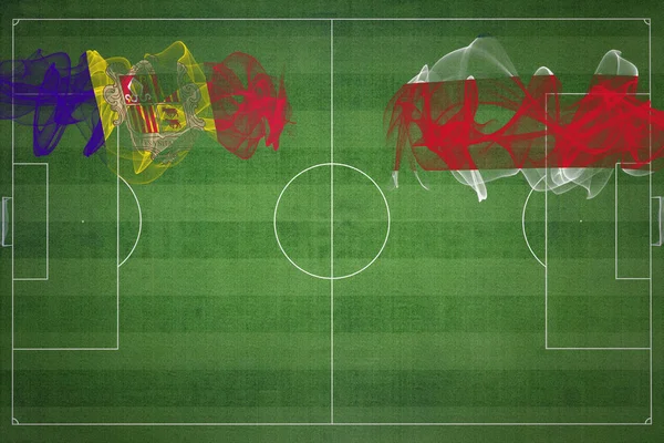 Матч Андорра Коста Рика Национальные Цвета Национальные Флаги Футбольное Поле — стоковое фото