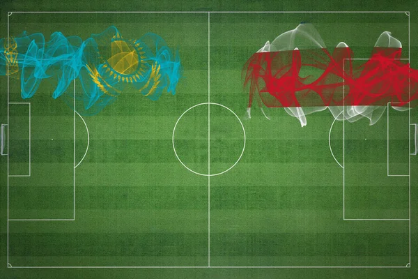Матч Казахстан Коста Рика Национальные Цвета Национальные Флаги Футбольное Поле — стоковое фото