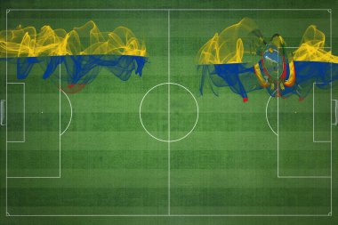Kolombiya Ekvador Futbol Maçı, ulusal renkler, ulusal bayraklar, futbol sahası, futbol maçı, yarışma konsepti, kopyalama alanı
