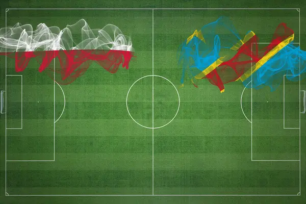 ポーランドVs Drコンゴサッカーマッチ ナショナルカラー サッカー場 サッカーゲーム 競争の概念 コピースペース — ストック写真