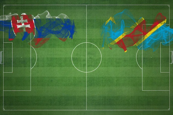 スロバキアVs Drコンゴサッカーマッチ ナショナルカラー サッカー場 サッカーゲーム 競争の概念 コピースペース — ストック写真