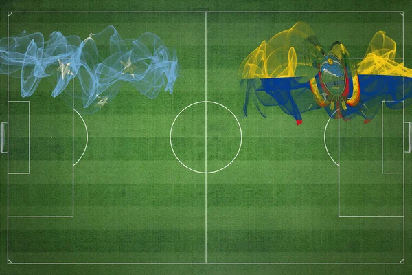 Матч Микрон Против Эквадора Национальные Цвета Национальные Флаги Футбольное Поле — стоковое фото