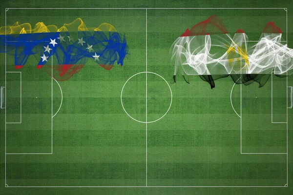 Venezuela Ägypten Fußballspiel Nationalfarben Nationalflaggen Fußballplatz Fußballspiel Wettbewerbskonzept Kopierraum — Stockfoto